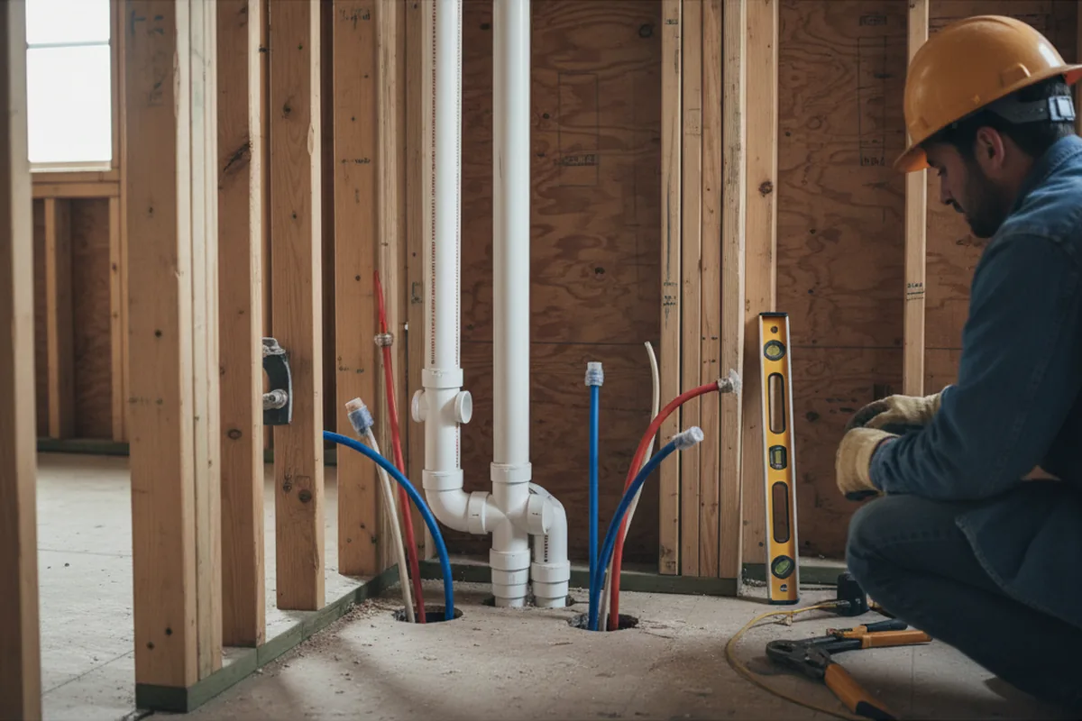 Drain and supply rough-in during Drain Cleaning in Columbiana